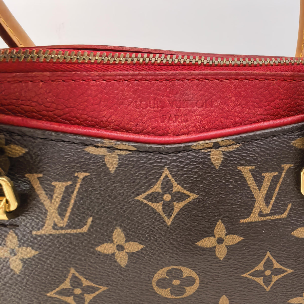 Pallas MM Monogram Cerise Leather Trim 2 Way Handbag