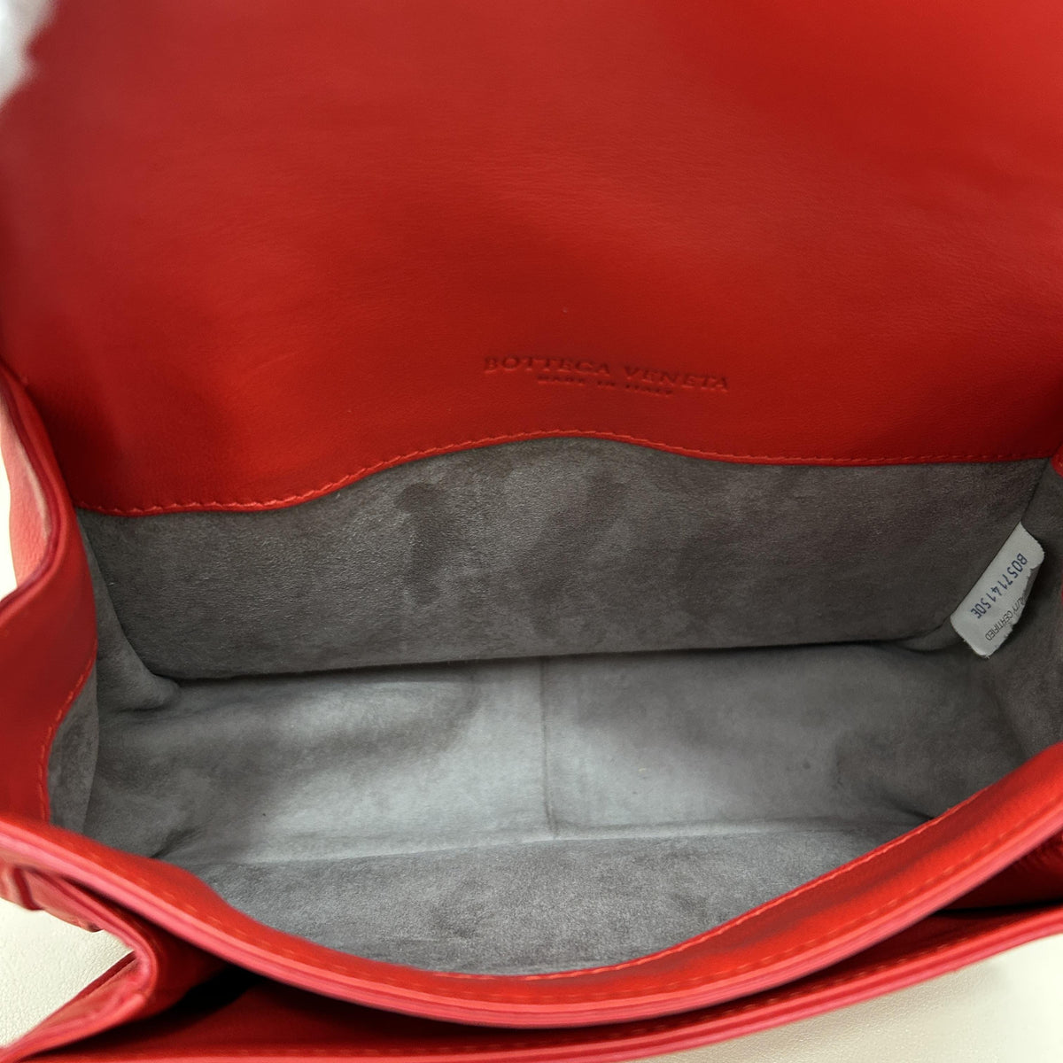 Pre-owned BOTTEGA VENETA Calfskin Shoulder bags Red Intrecciato Leather Chain Shoulder Bag