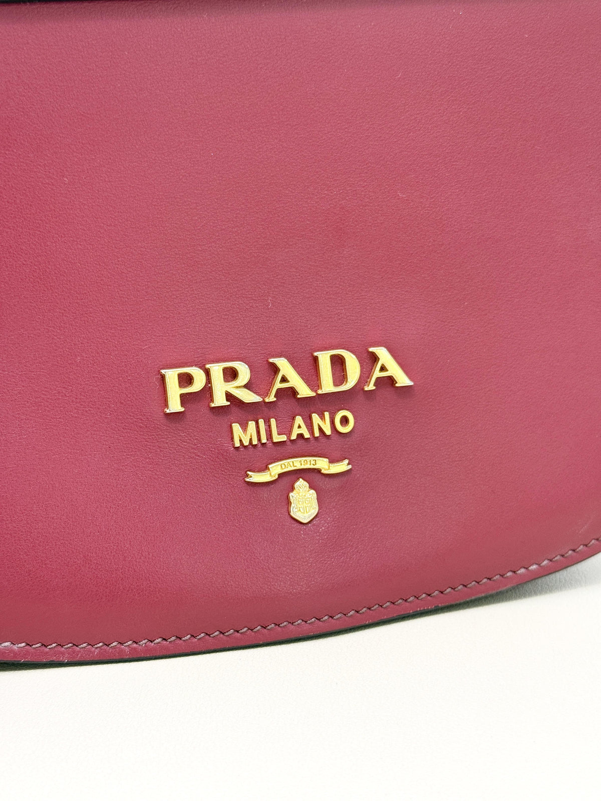 Prada Two Tone Smooth Flap Crossbody Saddle Bag