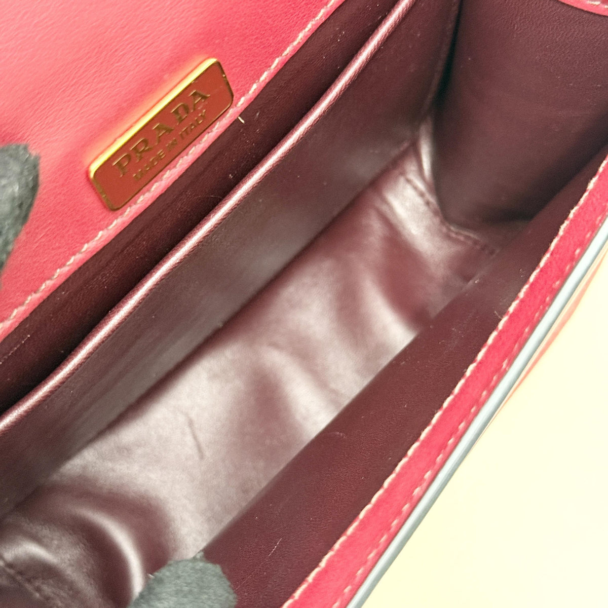 Prada Two Tone Smooth Flap Crossbody Saddle Bag