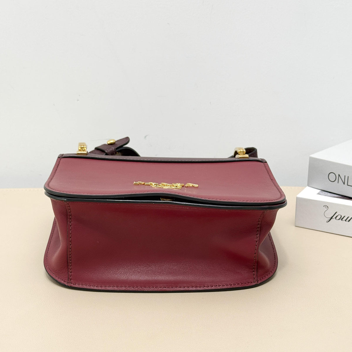 Prada Two Tone Smooth Flap Crossbody Saddle Bag