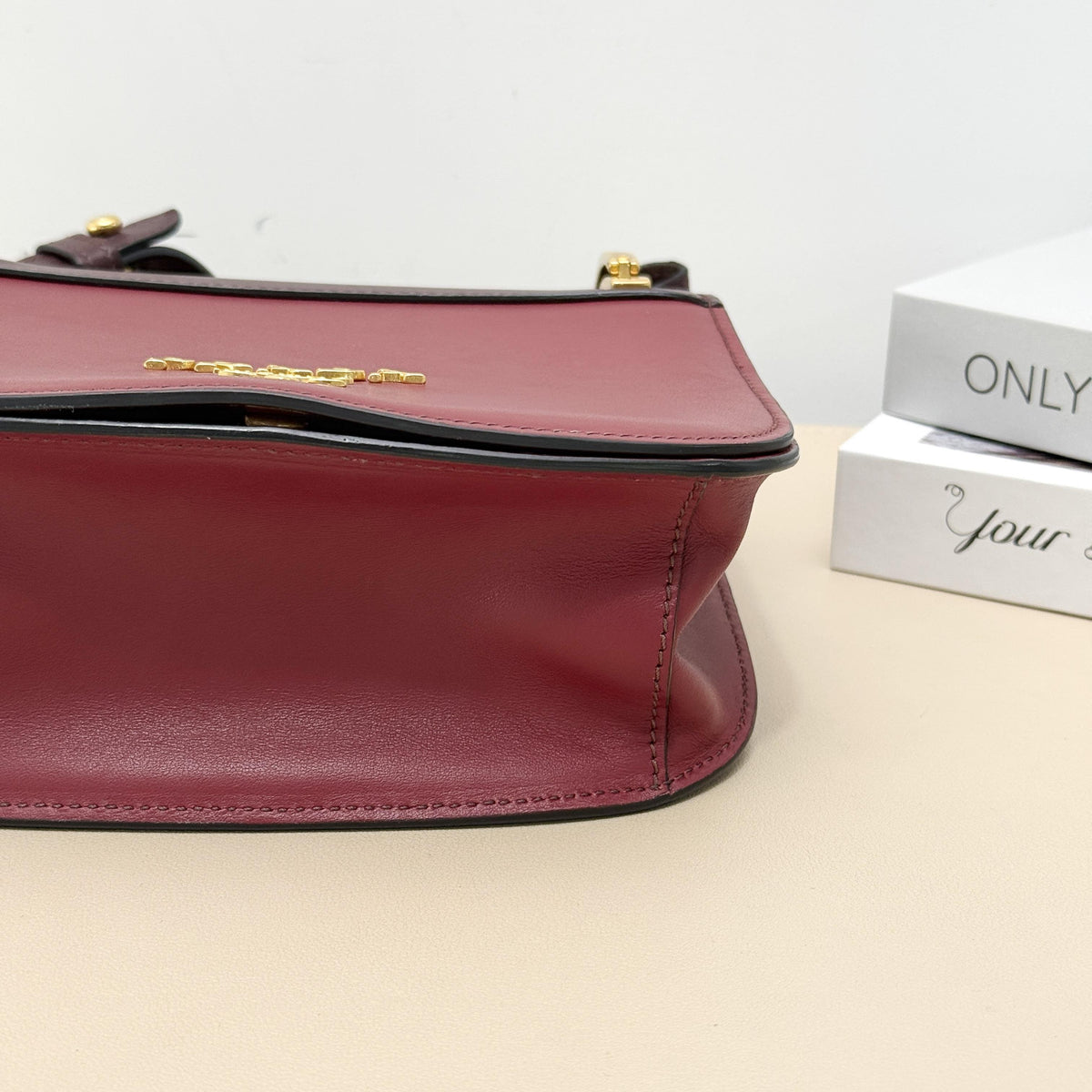 Prada Two Tone Smooth Flap Crossbody Saddle Bag