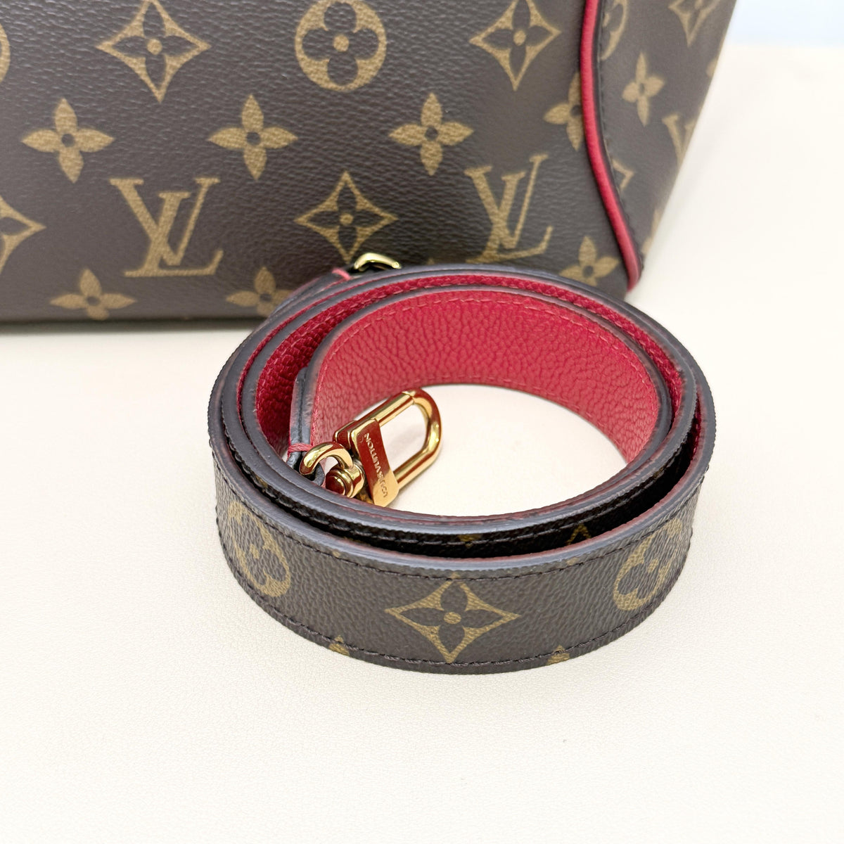 Monogram Tote Bag with Red Leather Trim