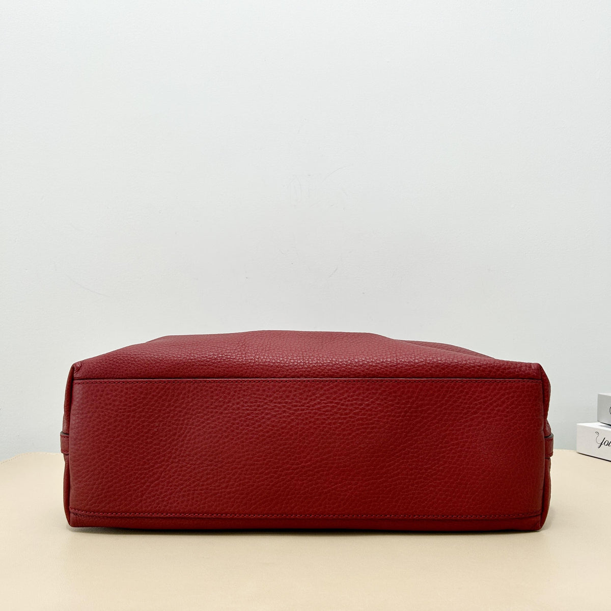Gucci Red Grain Leather Braided Strap Tote Shoulder Bag