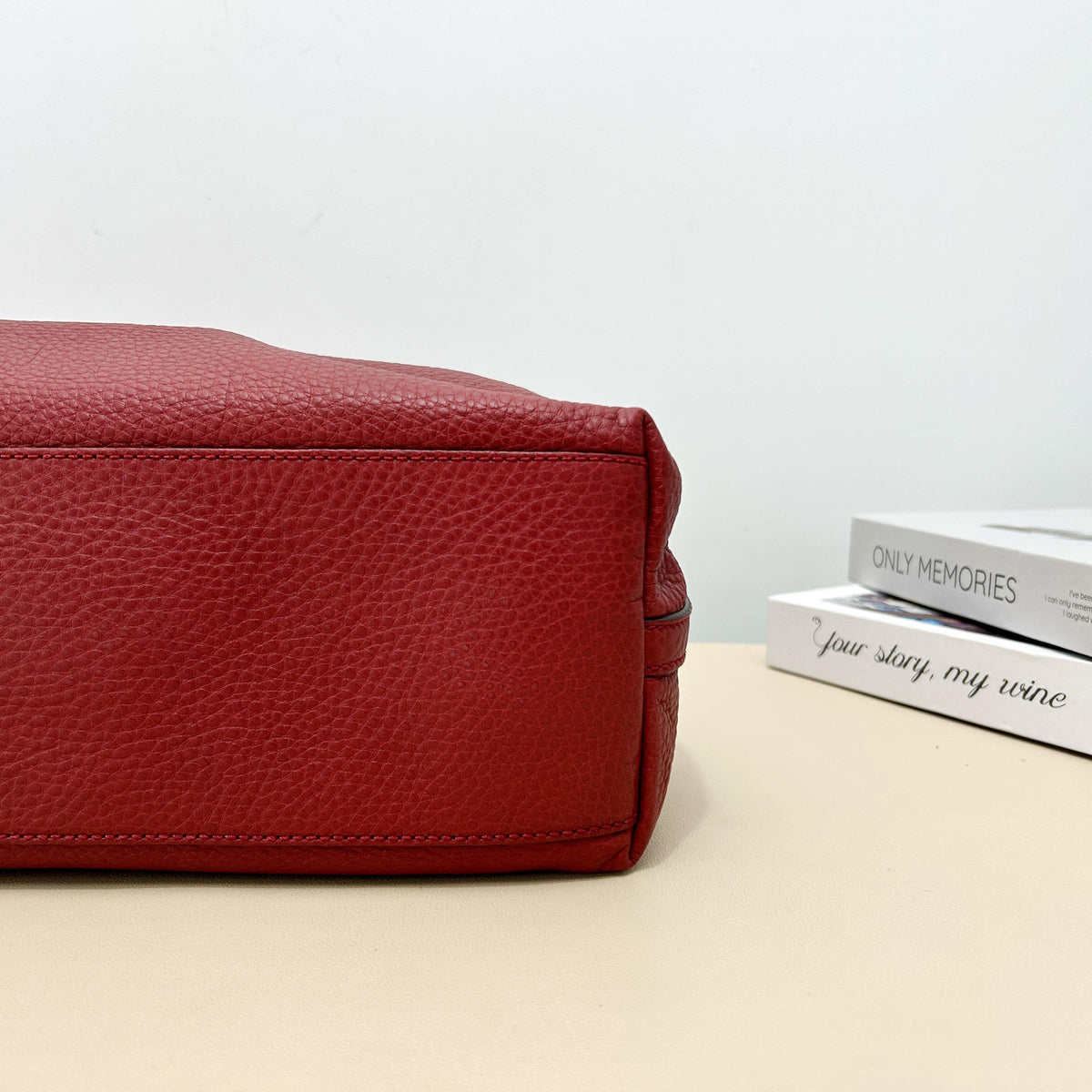 Gucci Red Grain Leather Braided Strap Tote Shoulder Bag