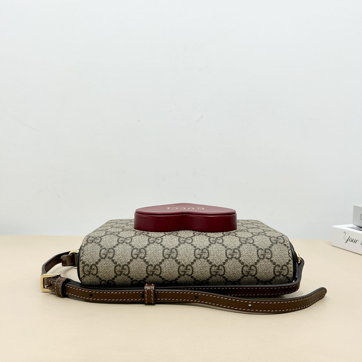 Gucci GG Canvas Heart Patch Flap Crossbody Bag