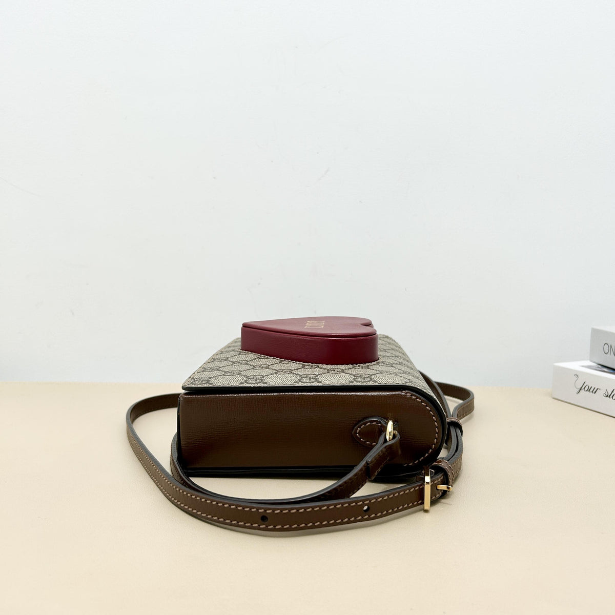 Gucci GG Canvas Heart Patch Flap Crossbody Bag
