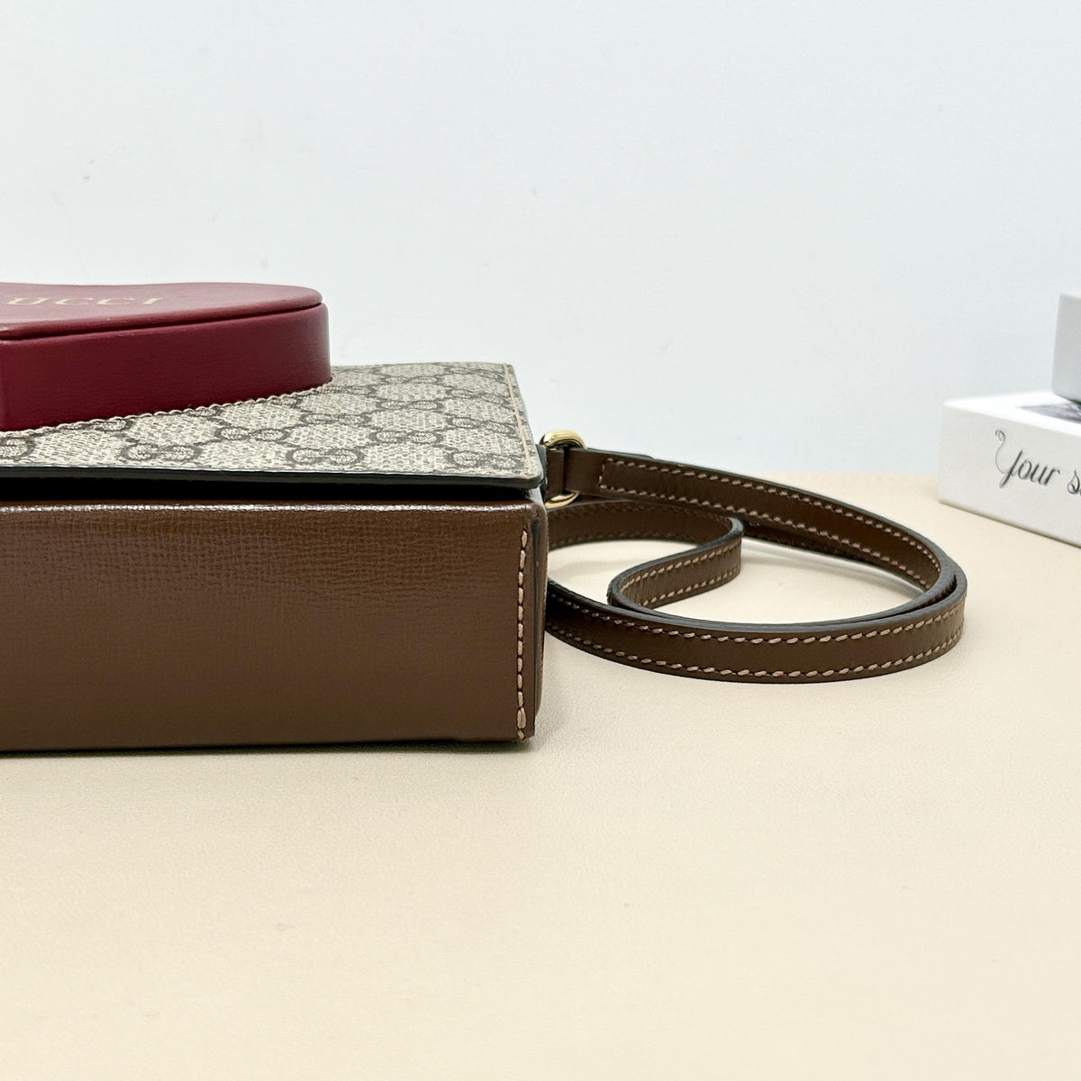 Gucci GG Canvas Heart Patch Flap Crossbody Bag