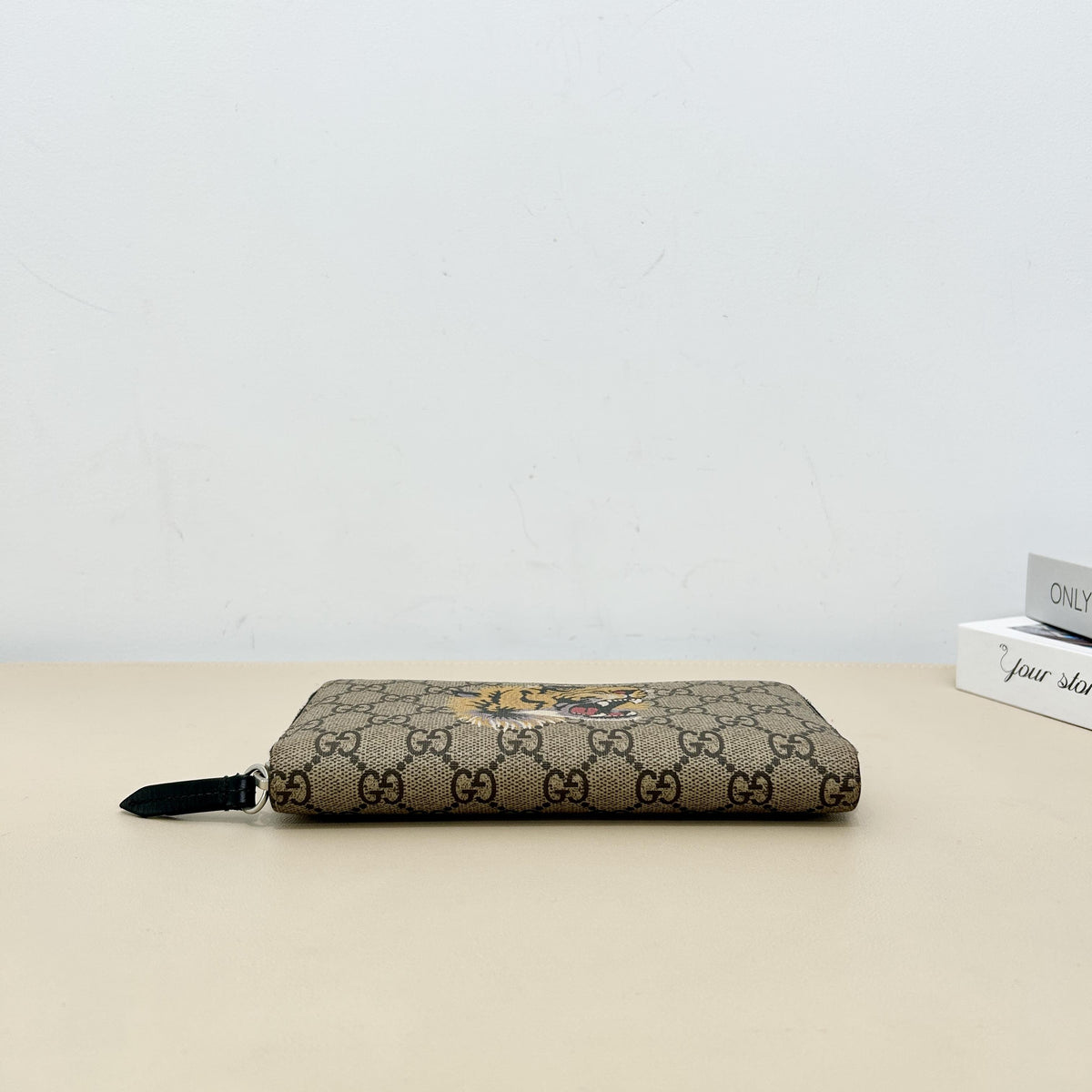 GG Supreme Tiger Print Zip Around Long Wallet