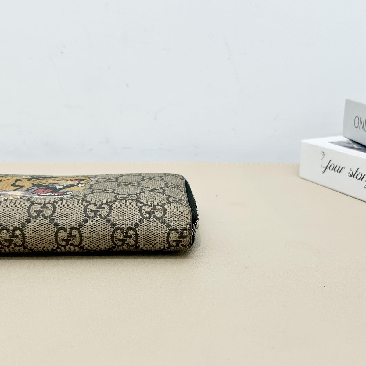 GG Supreme Tiger Print Zip Around Long Wallet