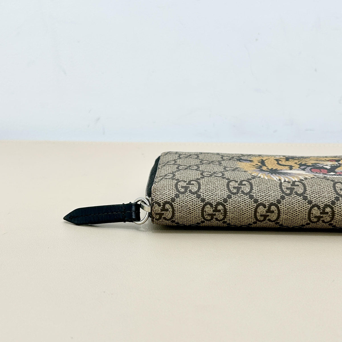 GG Supreme Tiger Print Zip Around Long Wallet