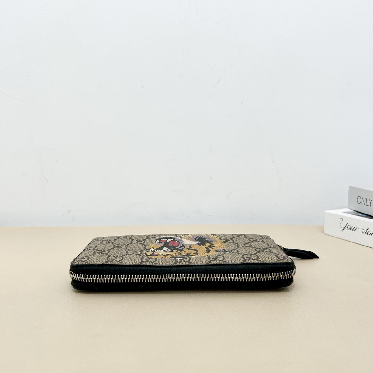 GG Supreme Tiger Print Zip Around Long Wallet