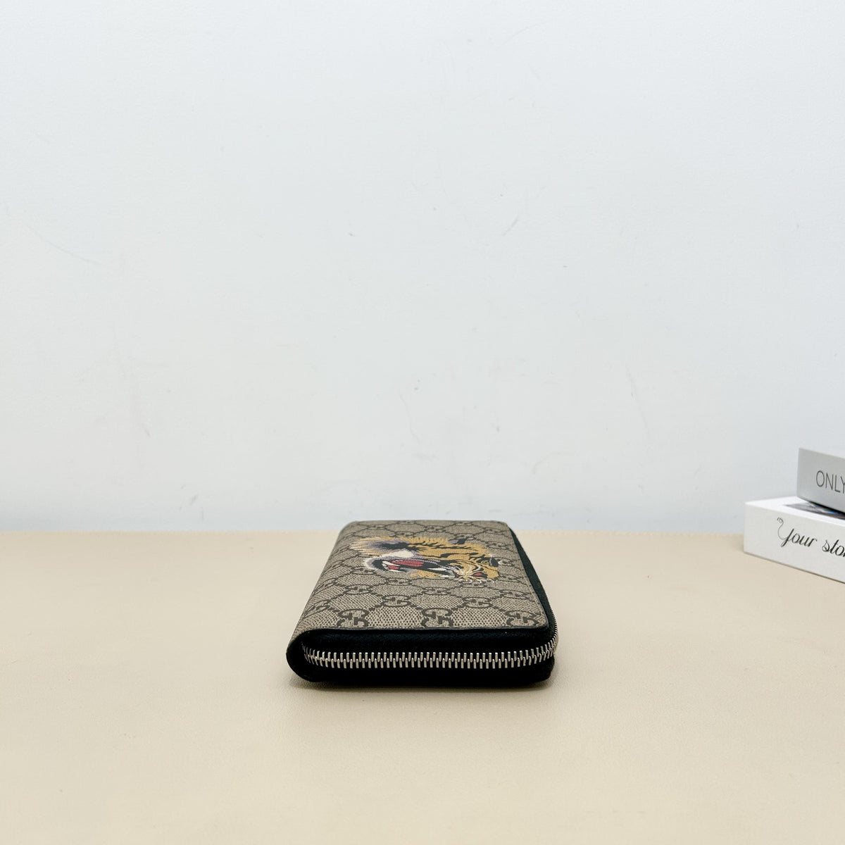 GG Supreme Tiger Print Zip Around Long Wallet