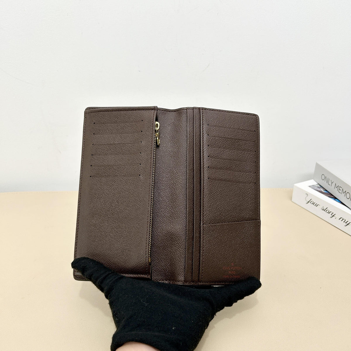 Long Bifold Wallet Damier Ebene Canvas