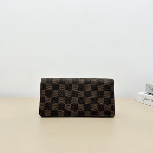 Long Bifold Wallet Damier Ebene Canvas