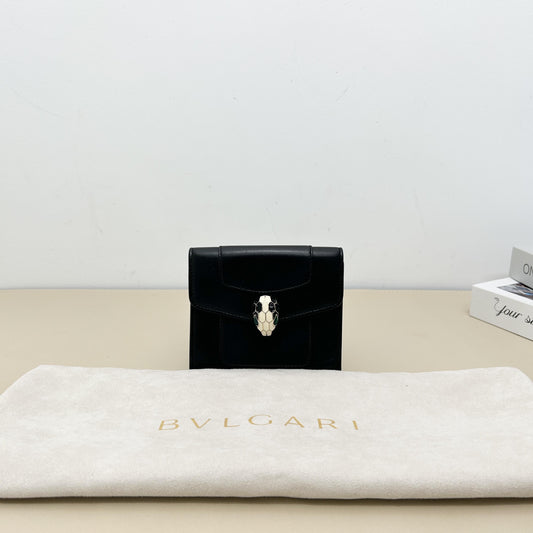 Serpenti Black Short Folded Wallet