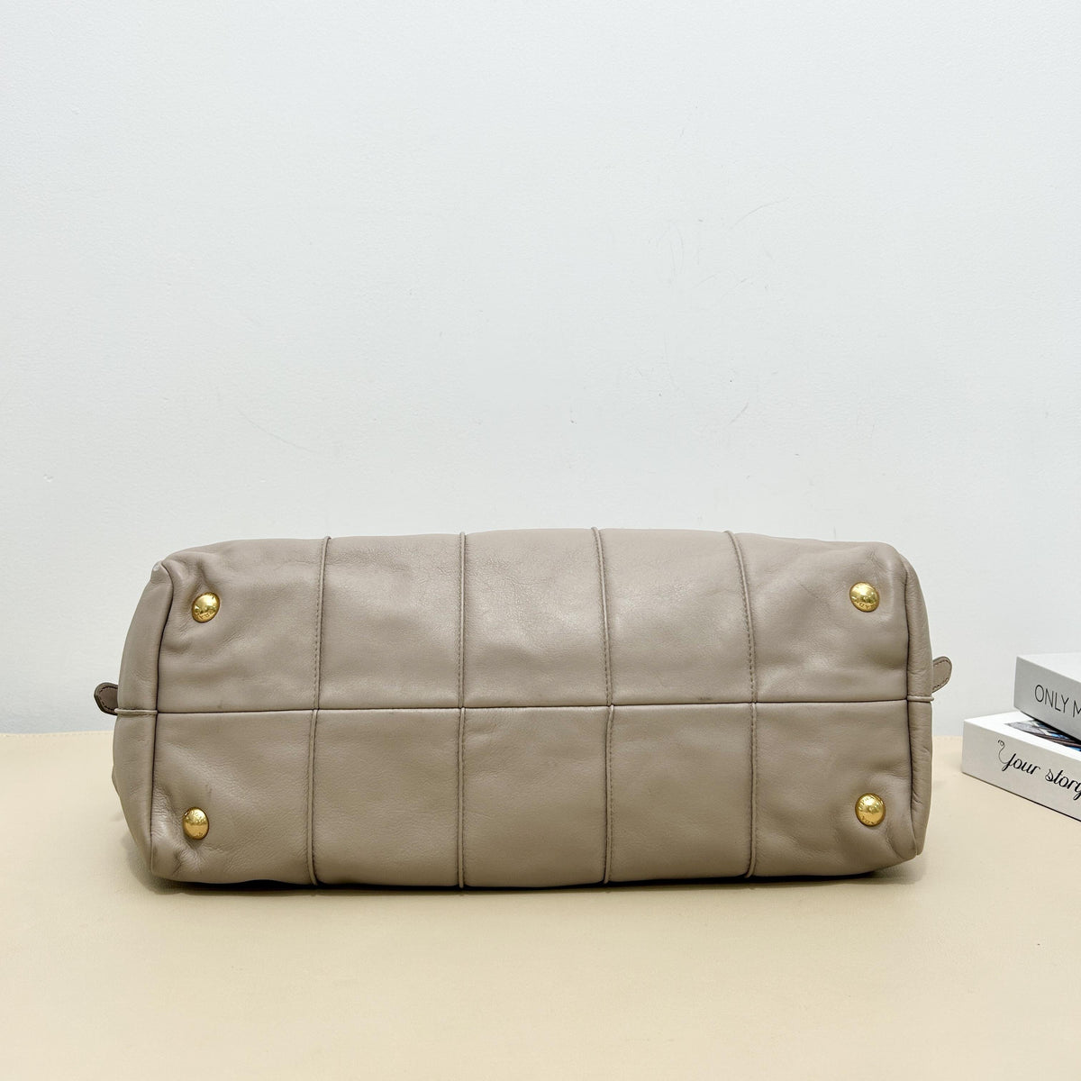 Prada Light Taupe Soft Resin Thick Chain Shoulder Bag