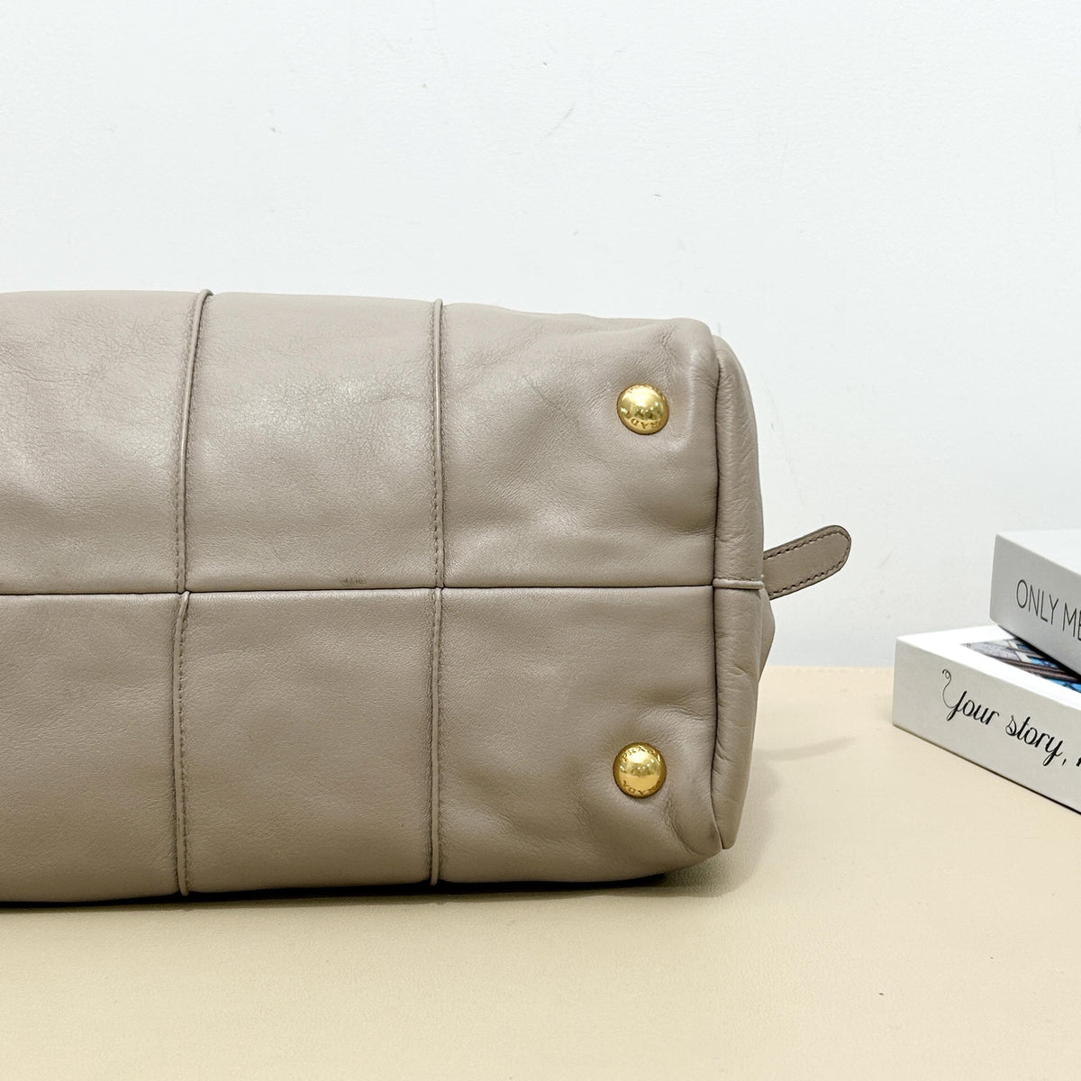 Prada Light Taupe Soft Resin Thick Chain Shoulder Bag