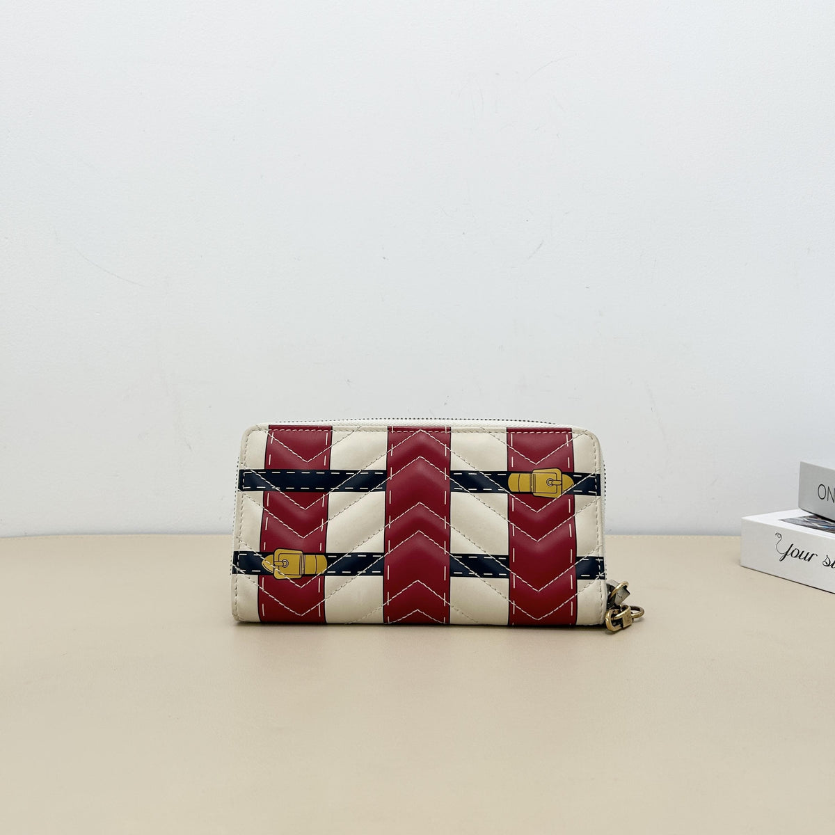 GG Marmont Printed Color block Cowhide Zip around Long Wallet