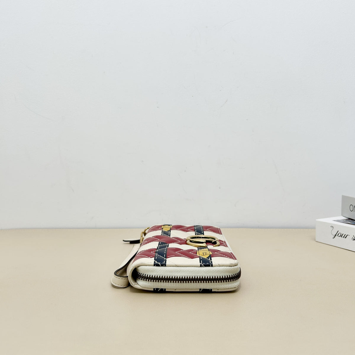 GG Marmont Printed Color block Cowhide Zip around Long Wallet