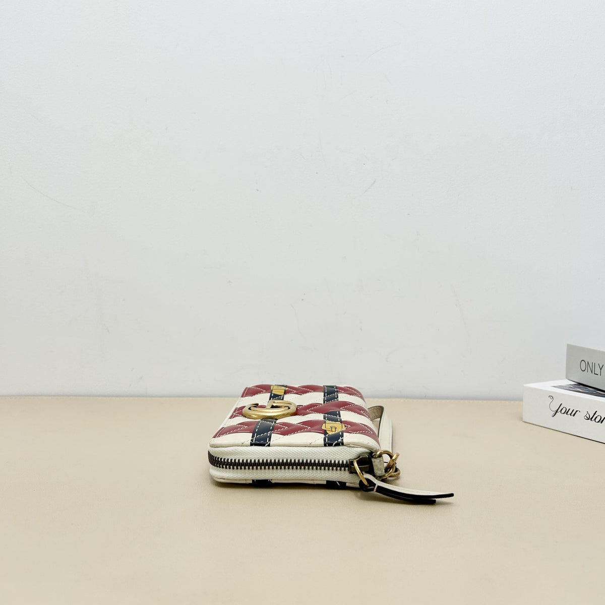 GG Marmont Printed Color block Cowhide Zip around Long Wallet