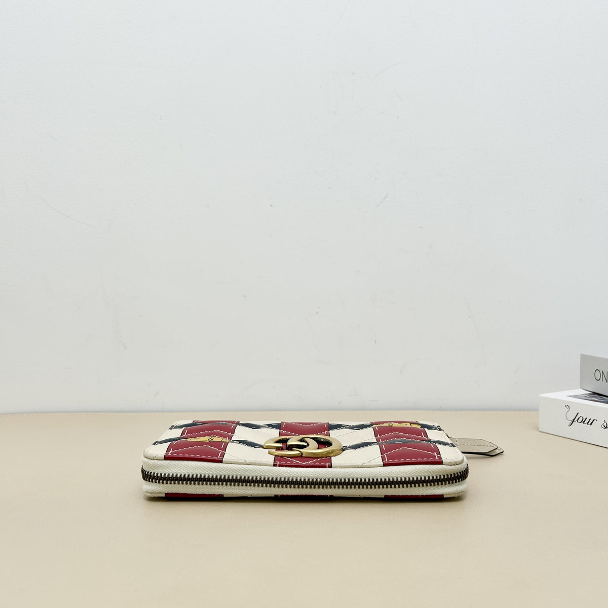 GG Marmont Printed Color block Cowhide Zip around Long Wallet