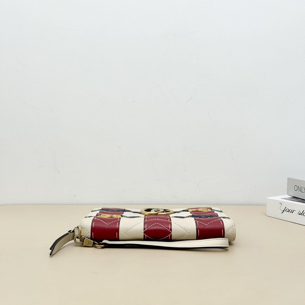 GG Marmont Printed Color block Cowhide Zip around Long Wallet