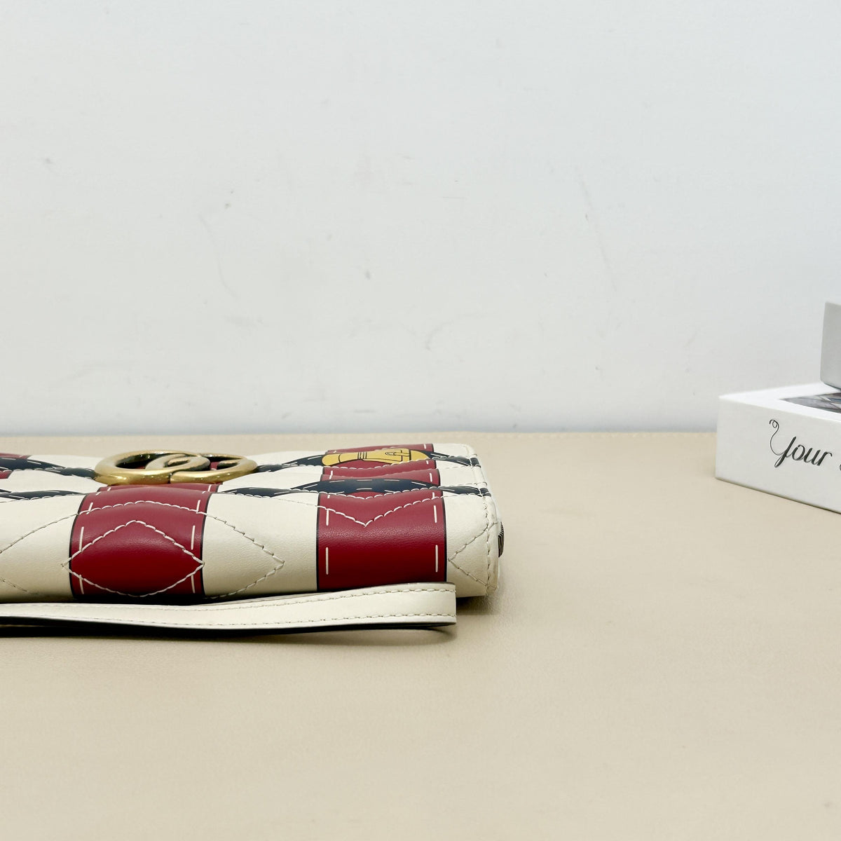 GG Marmont Printed Color block Cowhide Zip around Long Wallet