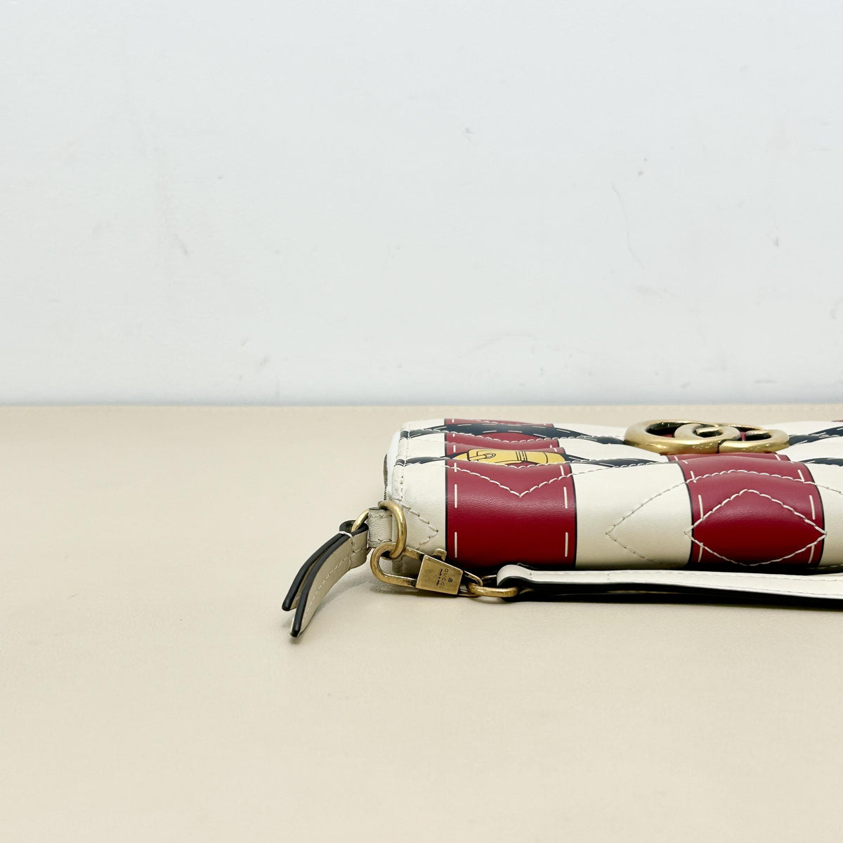 GG Marmont Printed Color block Cowhide Zip around Long Wallet