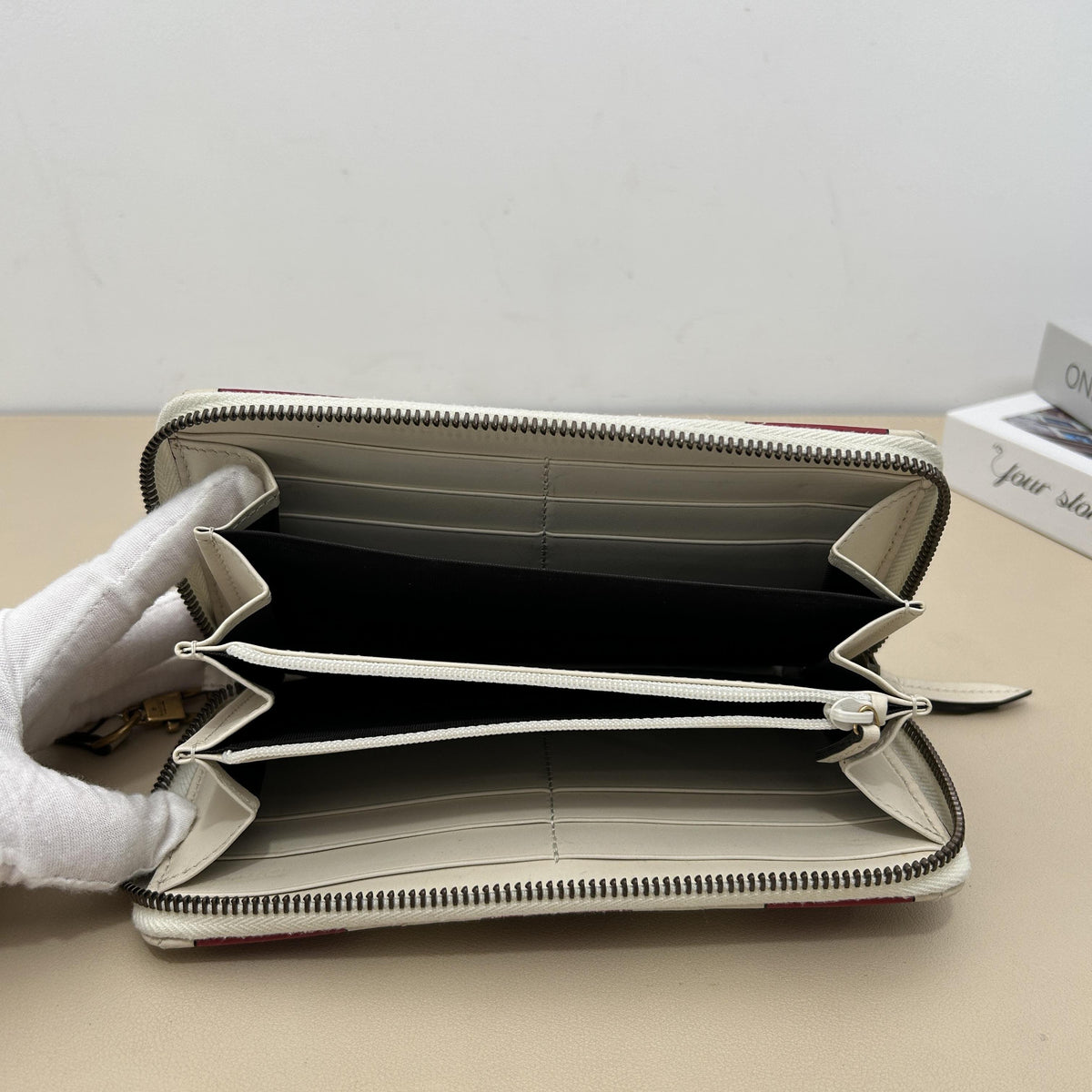 GG Marmont Printed Color block Cowhide Zip around Long Wallet