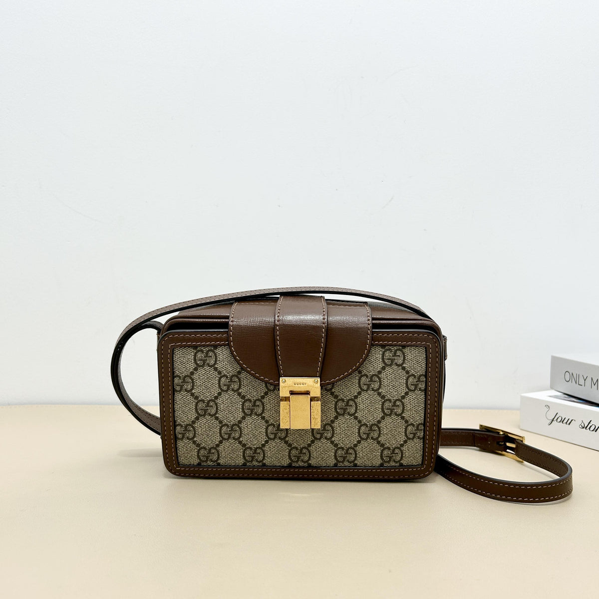 Gucci GG Supreme Box Crossbody Bag - Brown Classic GG Canvas