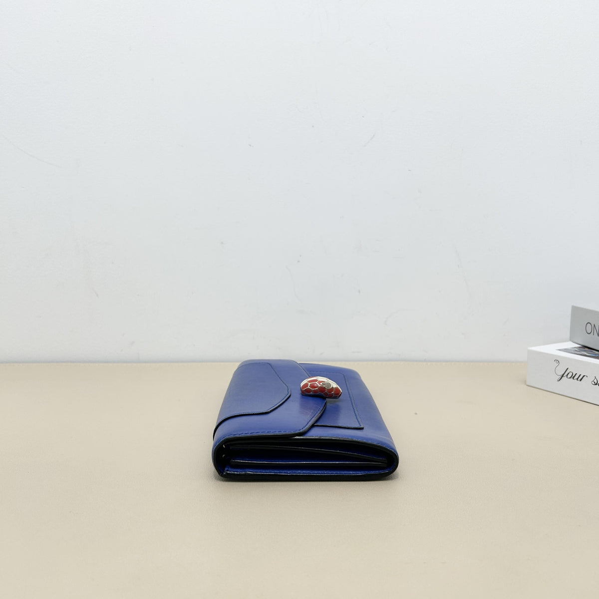 Serpenti Royal Blue Snake head Flap Long Wallet