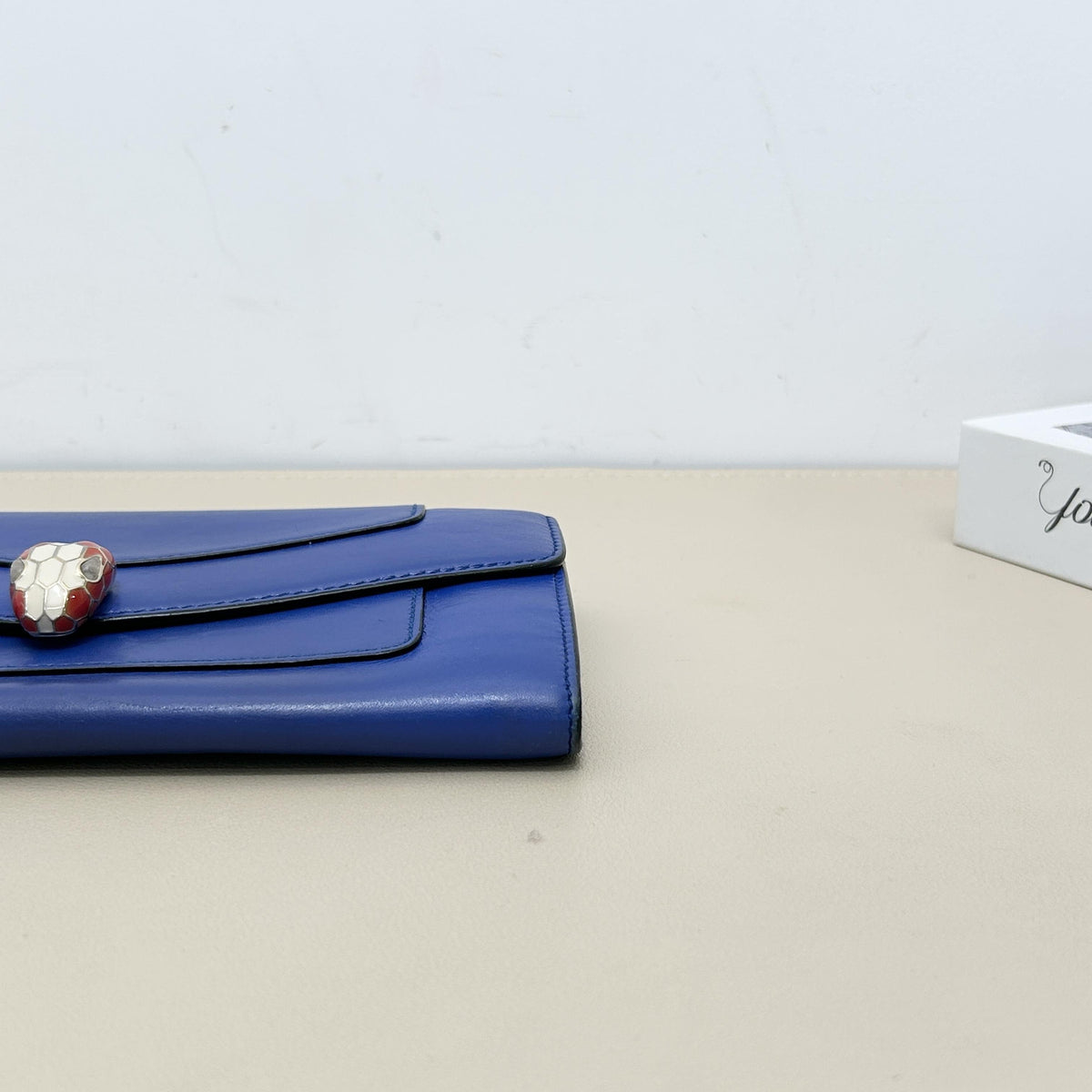 Serpenti Royal Blue Snake head Flap Long Wallet