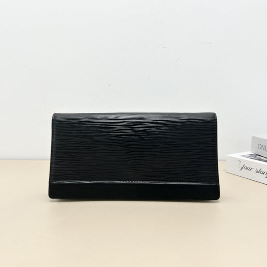 Louis Vuitton Black Epi Leather Long Flap Wallet