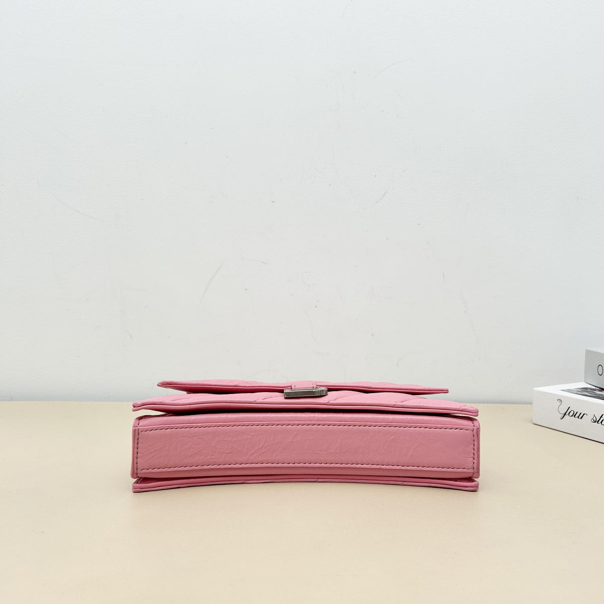 Balenciaga Crush Pink Quilted Chain Shoulder Bag