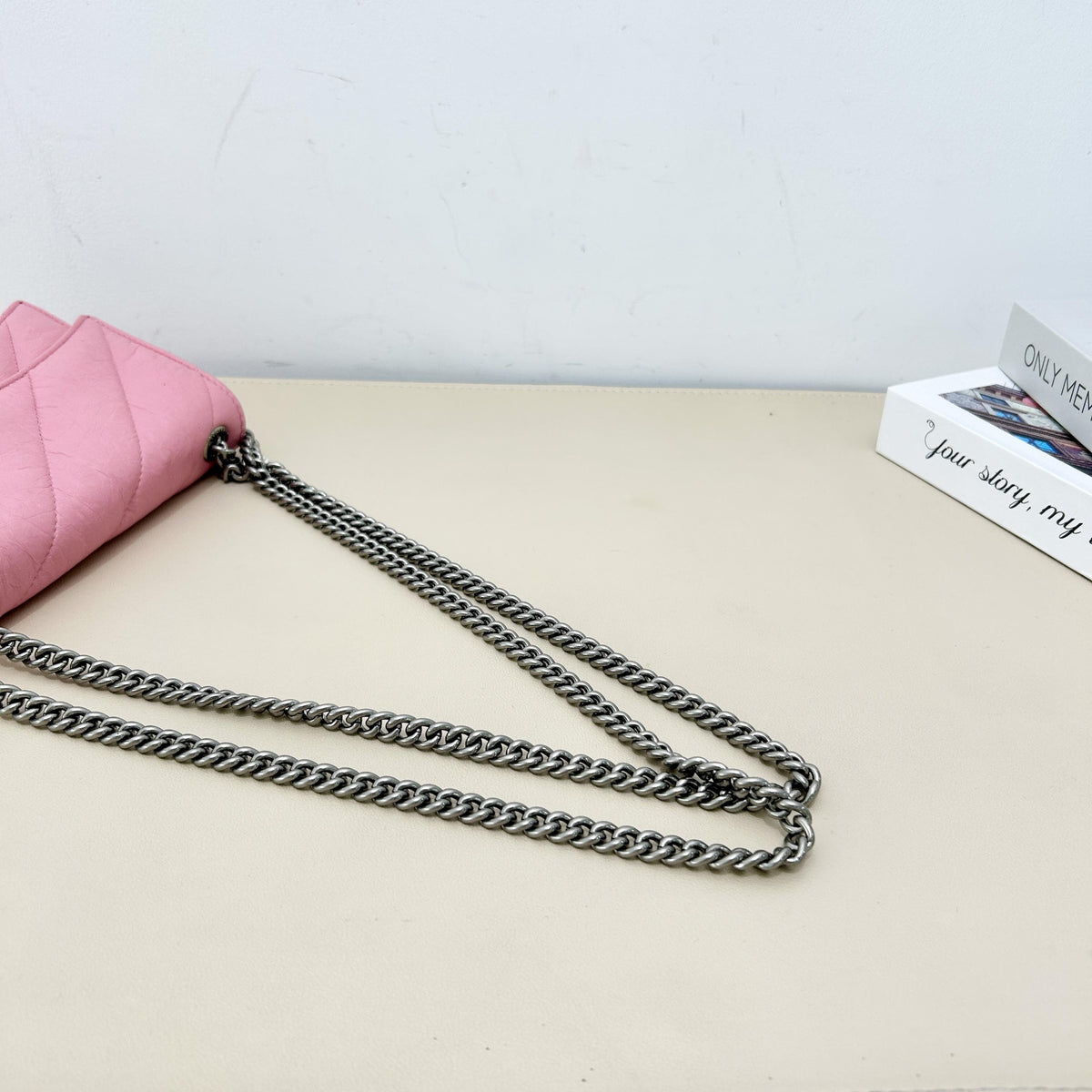 Balenciaga Crush Pink Quilted Chain Shoulder Bag