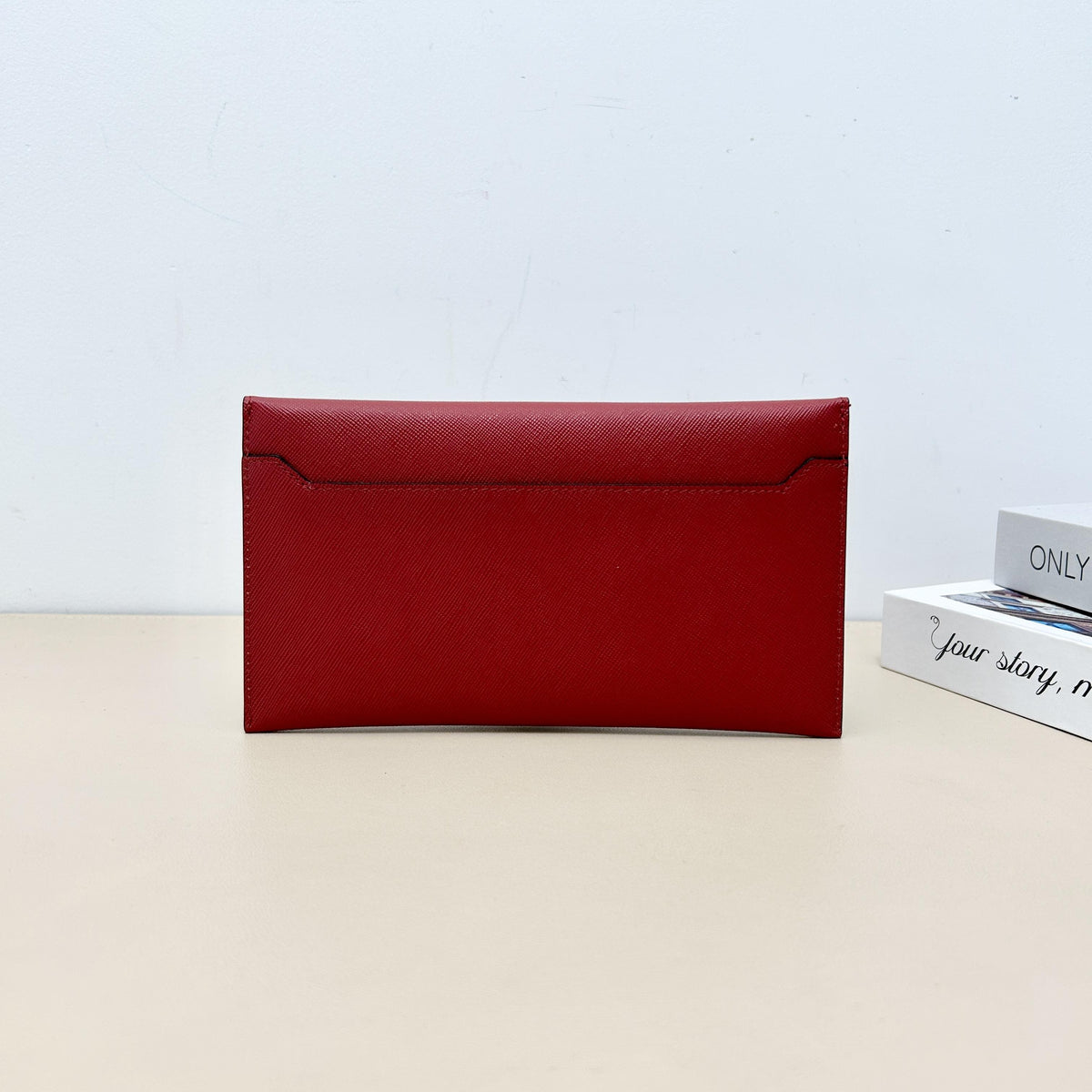 Pre-Owned Prada Red Saffiano Leather Envelope Long Wallet