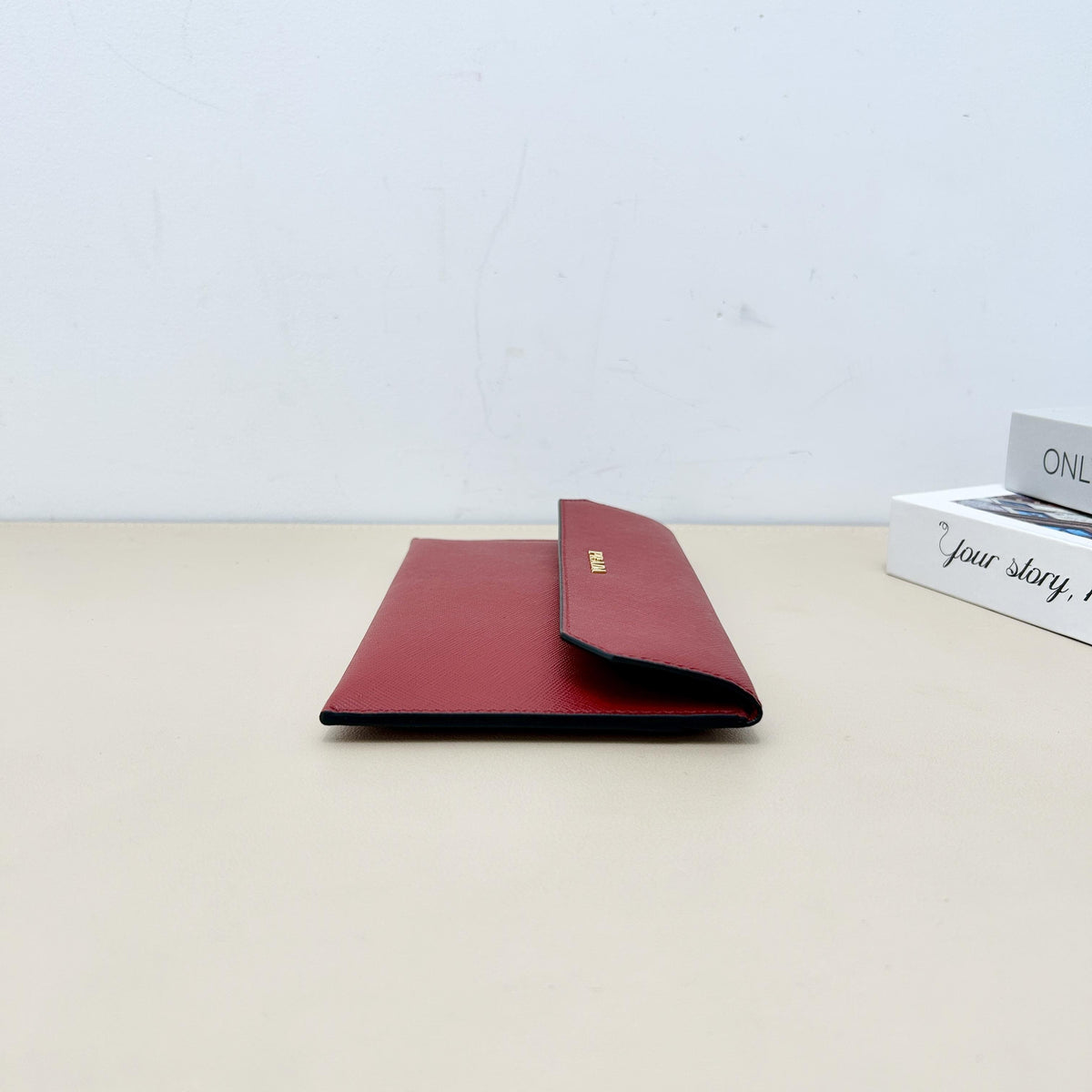 Pre-Owned Prada Red Saffiano Leather Envelope Long Wallet