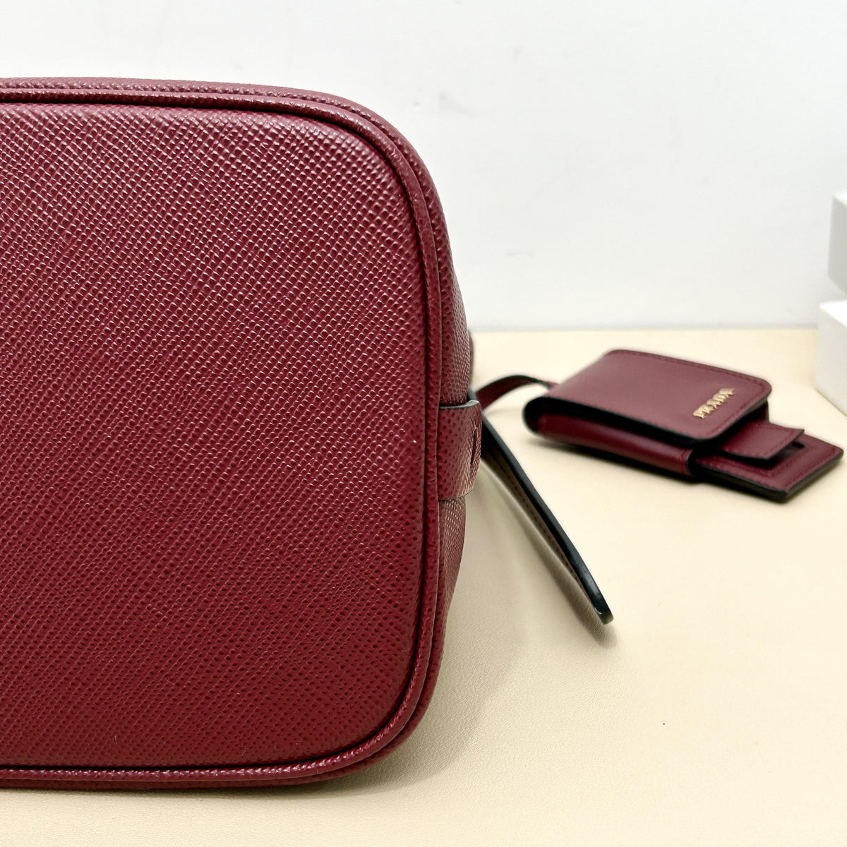 Pre-Owned Prada Burgundy Saffiano Leather Shoulder Bag