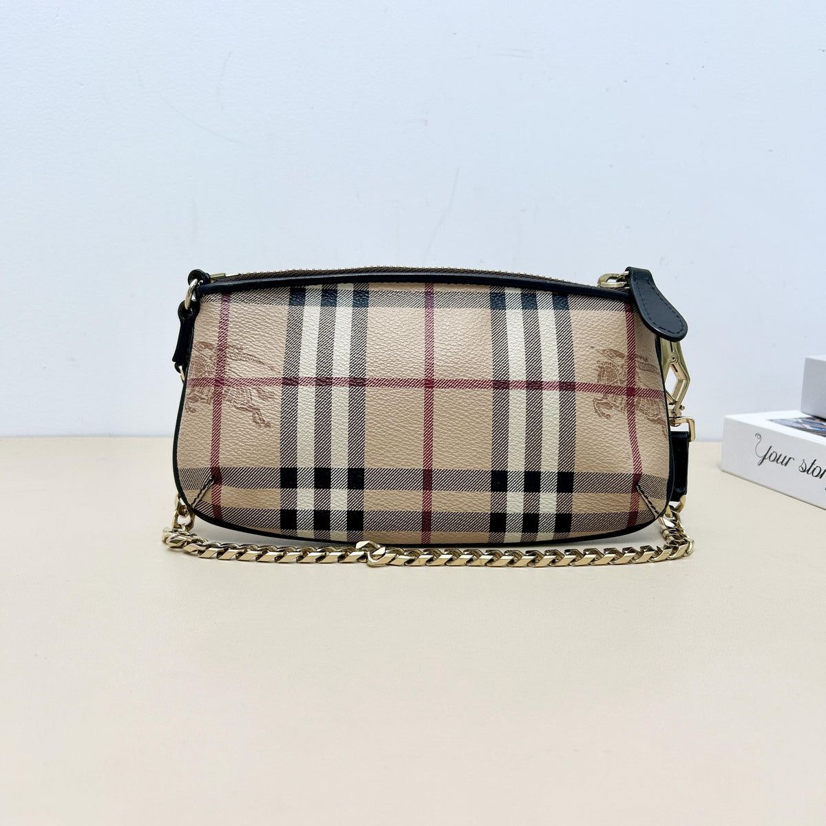Pre-Owned Burberry Vintage Check Coated Canvas Chain Shoulder Bag
