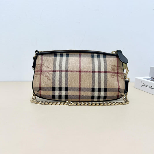 Pre-Owned Burberry Vintage Check Coated Canvas Chain Shoulder Bag