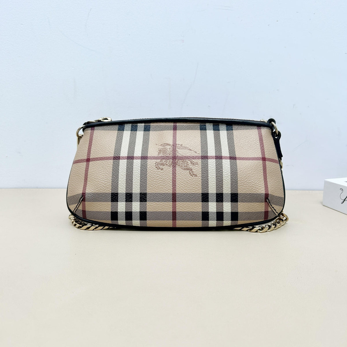 Pre-Owned Burberry Vintage Check Coated Canvas Chain Shoulder Bag
