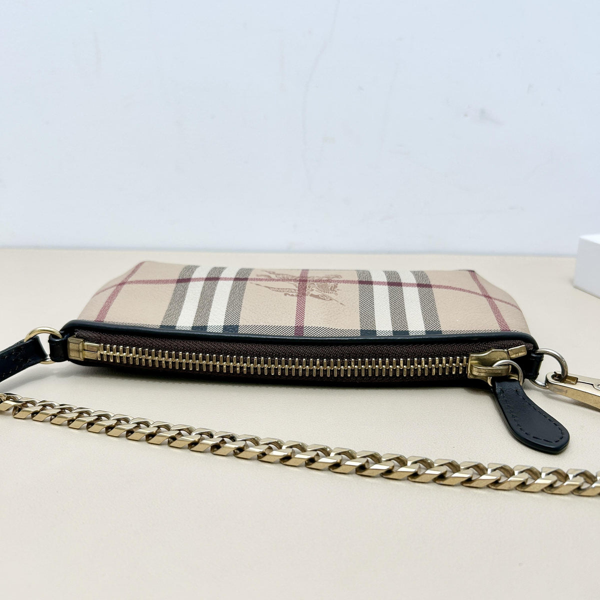 Pre-Owned Burberry Vintage Check Coated Canvas Chain Shoulder Bag