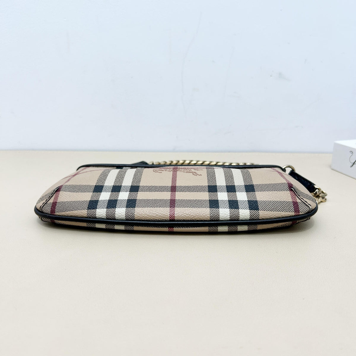 Pre-Owned Burberry Vintage Check Coated Canvas Chain Shoulder Bag