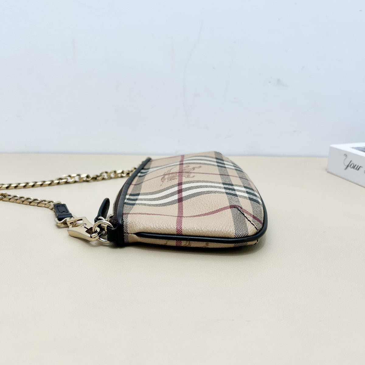 Pre-Owned Burberry Vintage Check Coated Canvas Chain Shoulder Bag