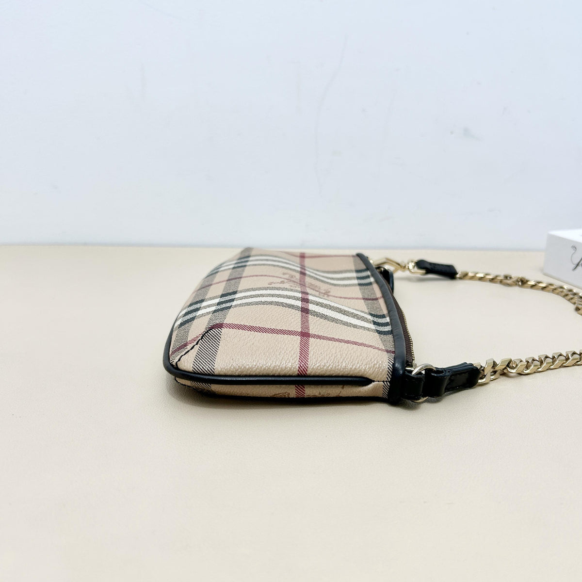 Pre-Owned Burberry Vintage Check Coated Canvas Chain Shoulder Bag