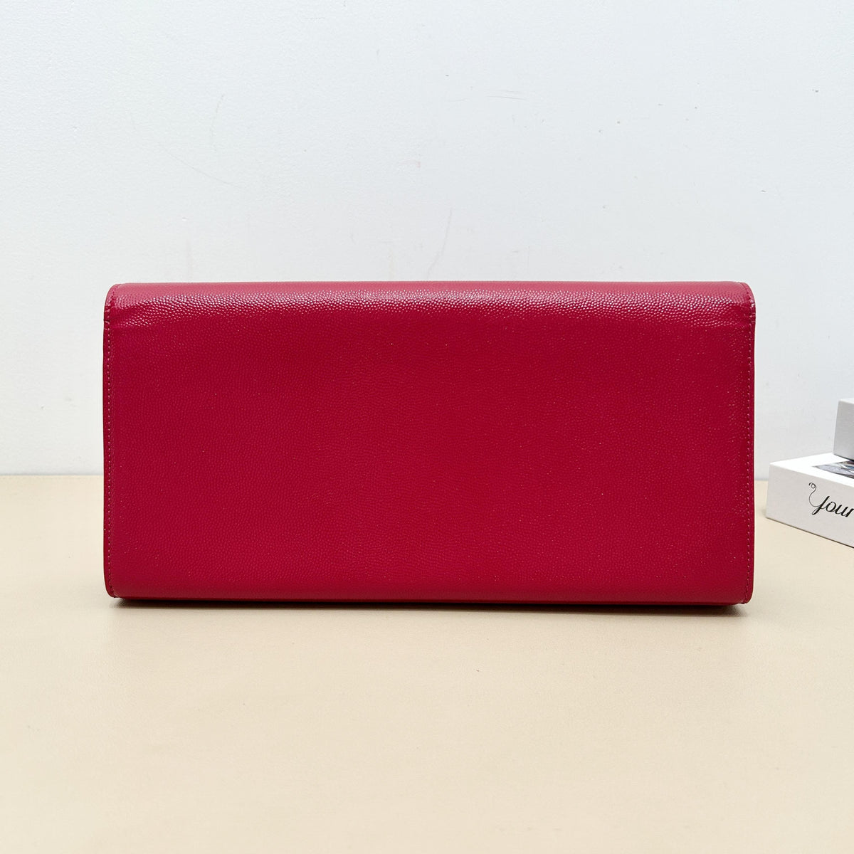 Pre-Owned YSL Red Grained Calfskin Leather Long Flap Wallet