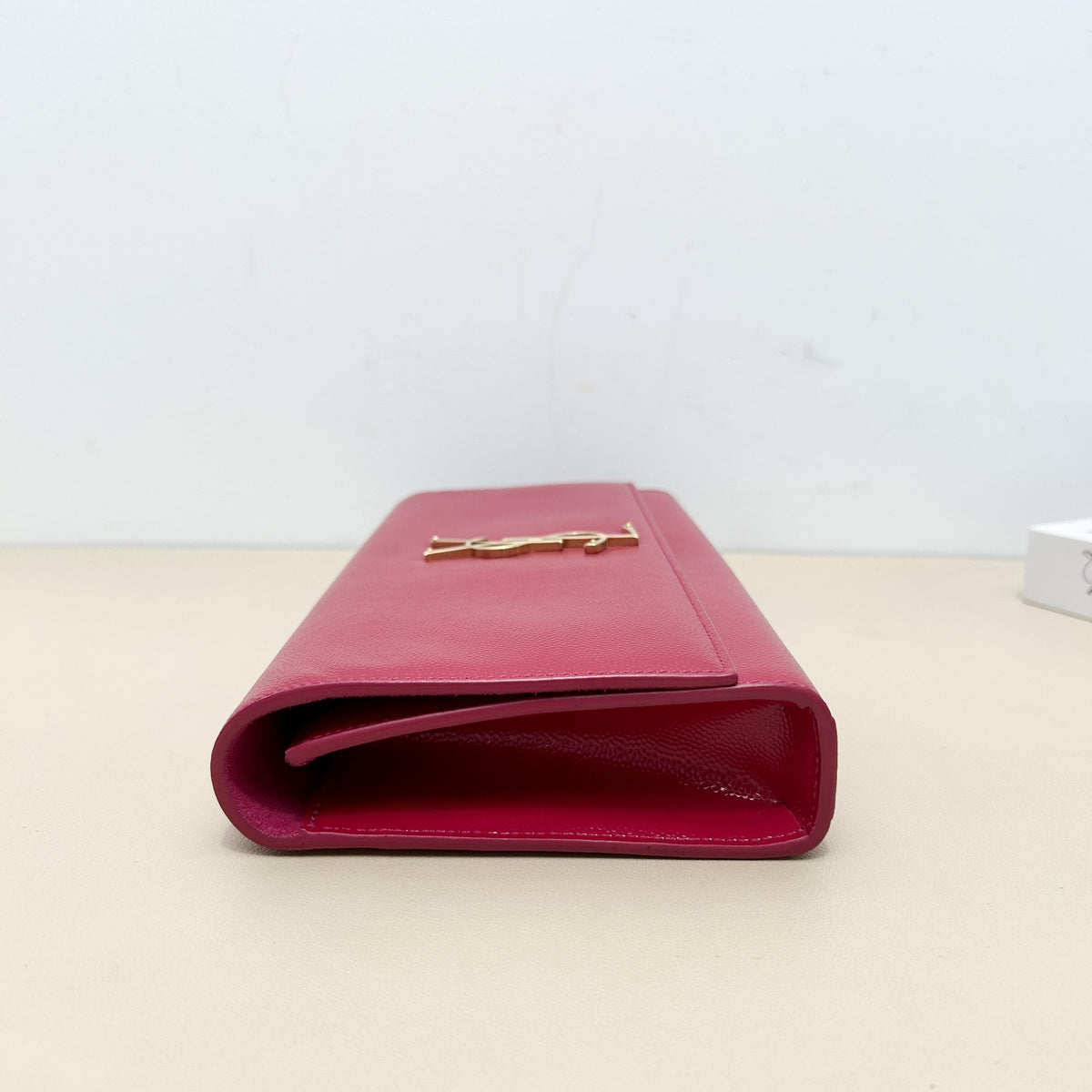 Pre-Owned YSL Red Grained Calfskin Leather Long Flap Wallet