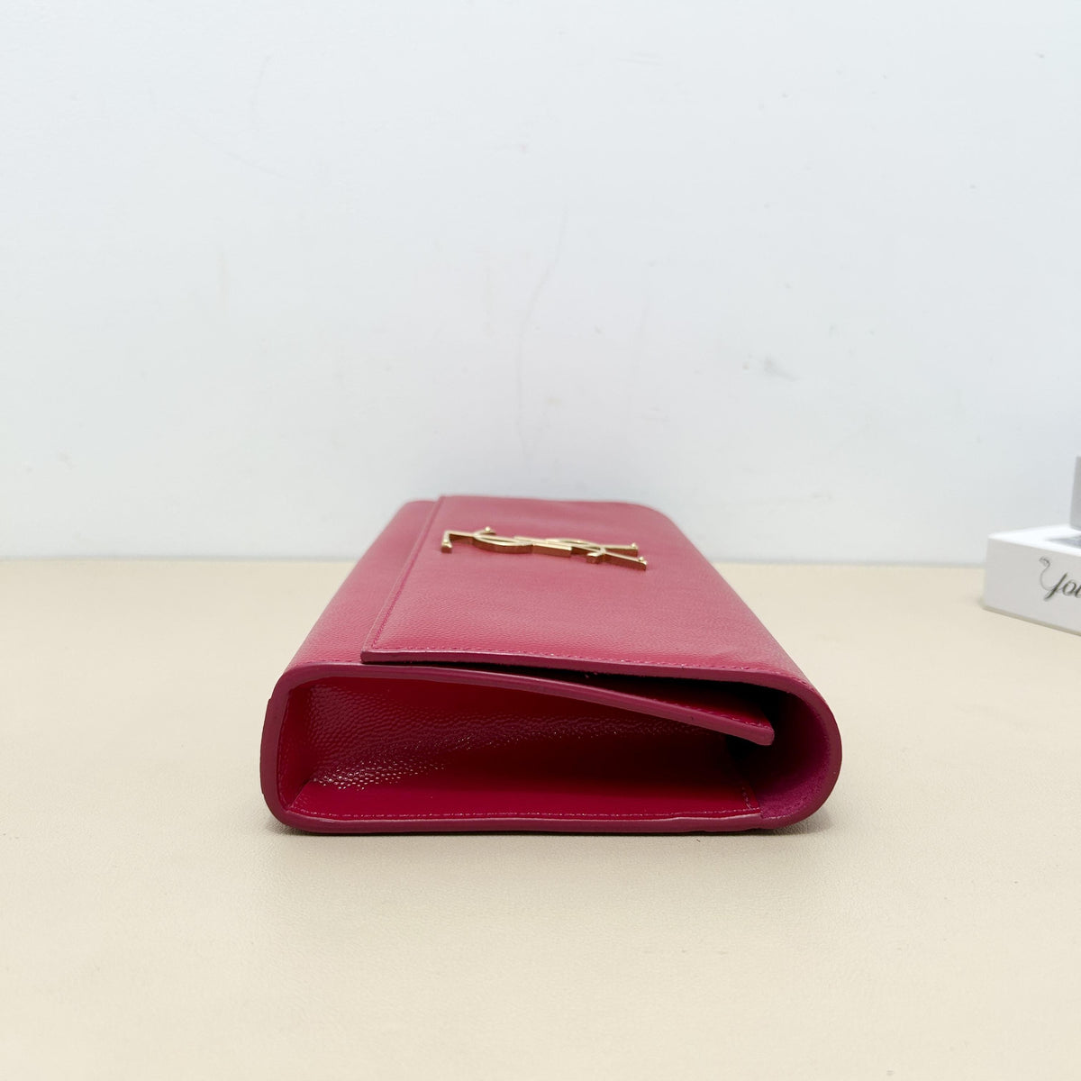 Pre-Owned YSL Red Grained Calfskin Leather Long Flap Wallet