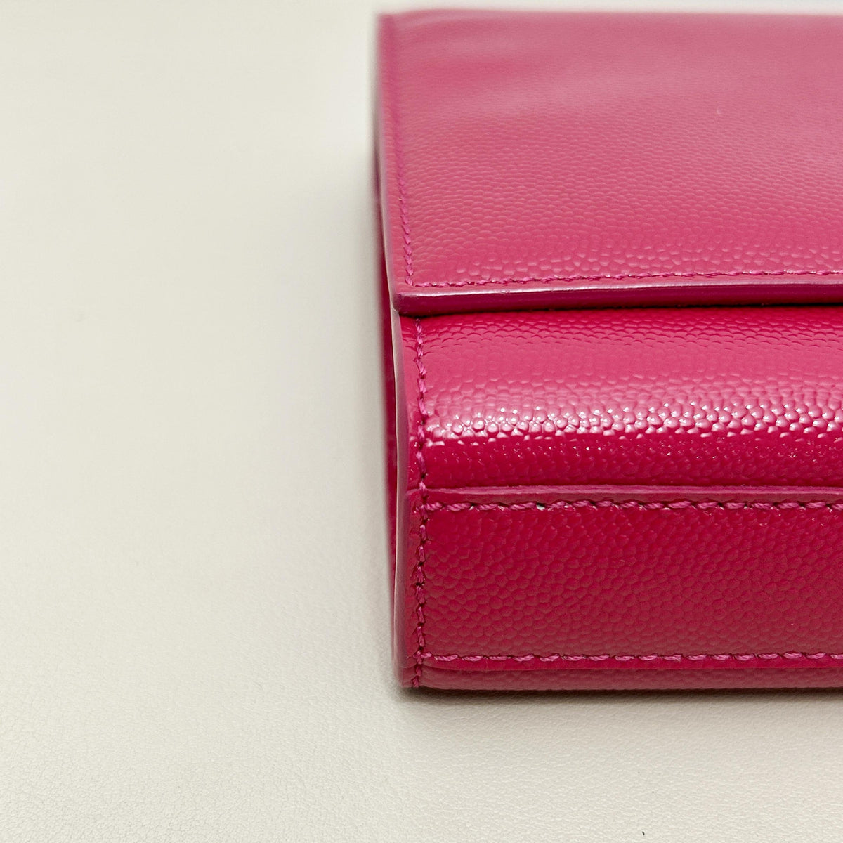 Pre-Owned YSL Red Grained Calfskin Leather Long Flap Wallet